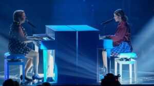 Ariane Moffatt et Klô Pelgag, en prestation au 47e Gala de l'ADISQ, le dimanche 9 novembre 2025 / Crédit : Jean-François LeBlanc